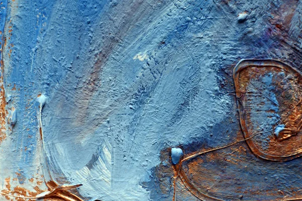 Boya akar. altın ve mavi karıştırma. resimde kabartma tekniği
