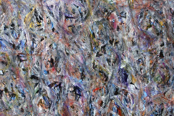 Çok renkli, çok katmanlı bir arka plan. Yarı kuru boya kokusu var. Eski sanat paleti. Tuvaldeki renk noktalarını karıştırıyorum. Motley boyası. Soyut dışavurumculuk tarzında bir tutum.