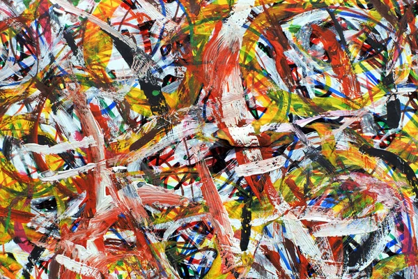 Çok renkli arka planda soyut sarı noktalar. Kirli, karalanmış bir duvar. Soyut izlenimcilik tarzında bir tutum. Kaotik çizim. 