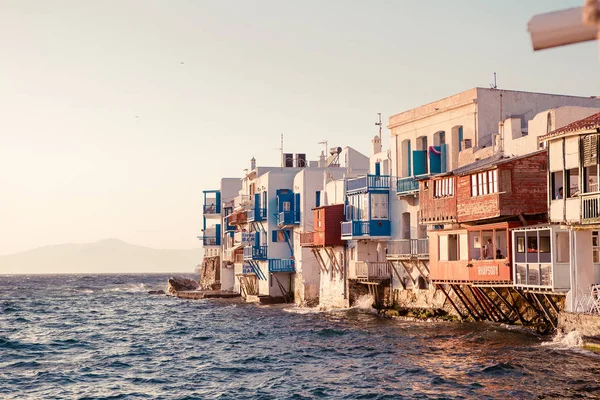 Piccola Venezia la vista più popolare nell "isola di Mykonos — Foto Stock