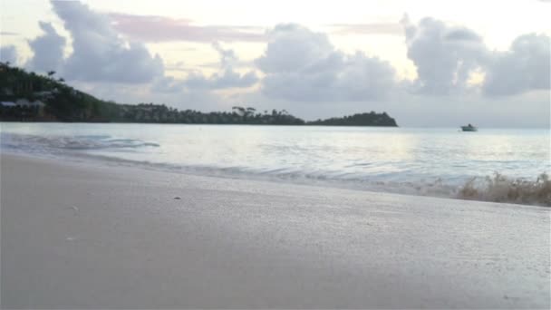 Fantastisk vacker solnedgång på en exotisk karibisk strand — Stockvideo