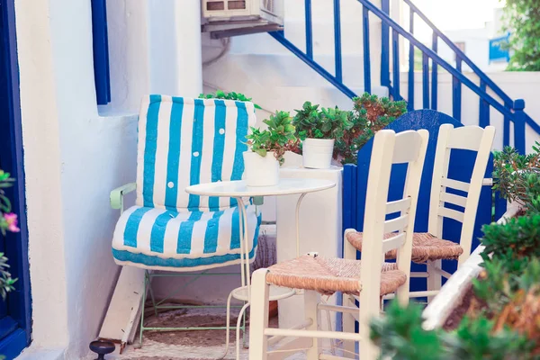 Beautiful terrace exterior with cycladic style. — Stock Photo, Image