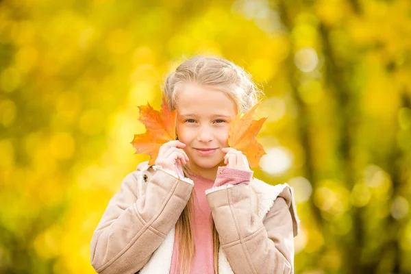 Adorable petite fille à la belle journée d'automne en plein air — Photo