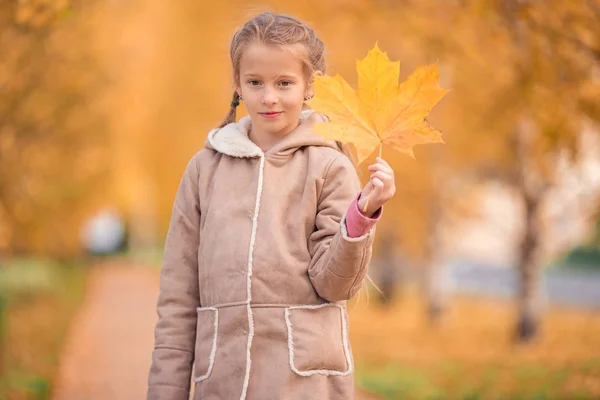 Adorable petite fille à la belle journée d'automne en plein air — Photo