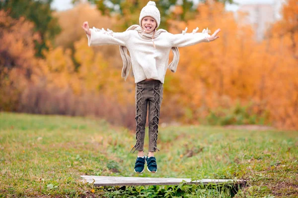 Ritratto di adorabile bambina all'aperto in una bella giornata autunnale — Foto Stock