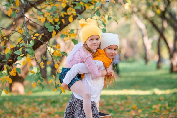 Niña Adorable Aire Libre Cálido Día Otoño Retrato Niños Otoño —  Fotos de Stock