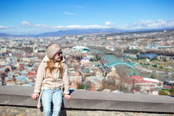 Tbilisi city panorama. Old city, new Summer Rike park, river Kura, the European Square and the Bridge of Peace — Stock Photo, Image