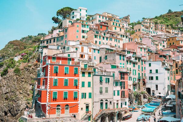Beautiful village Riomaggiore in Cinque Terre, Liguria, Italy