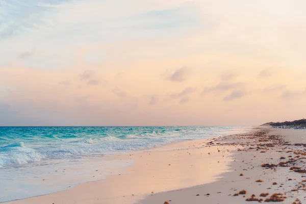 Atemberaubend schöner Sonnenuntergang an einer exotischen karibischen Küste — Stockfoto