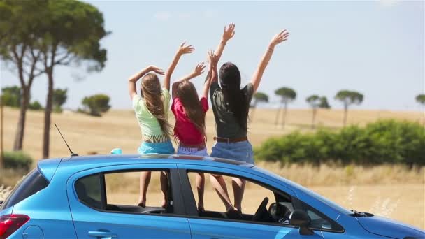 Viagem de carro de verão e família jovem de férias — Vídeo de Stock