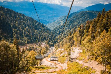 Teleferik üst Roza tepe üzerinde. Sochi, Krasnodar Krayı, Rusya Federasyonu