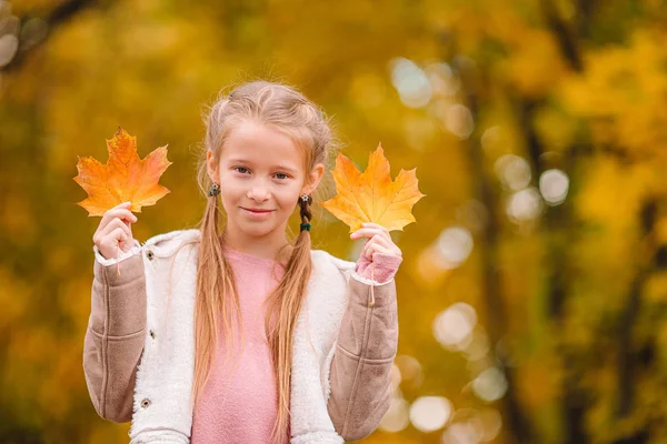 Adorable petite fille à la belle journée d'automne en plein air — Photo