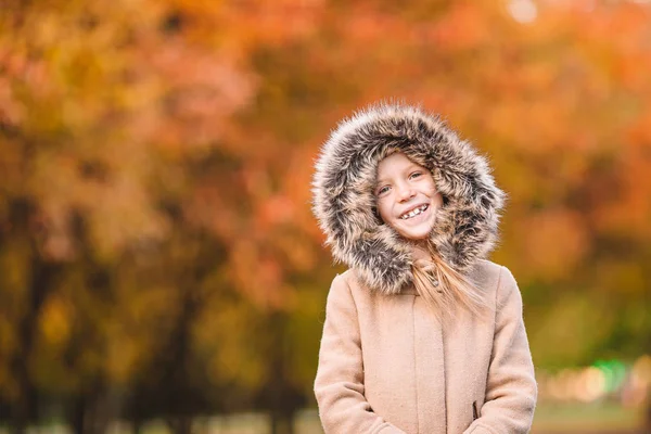 Adorable little girl at beautiful autumn day outdoors — Stock Photo, Image