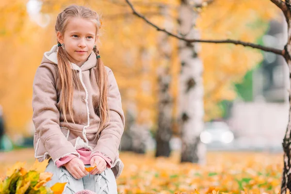 Adorable niña en hermoso día de otoño al aire libre — Foto de Stock