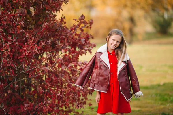 Adorable niña en hermoso día de otoño al aire libre —  Fotos de Stock