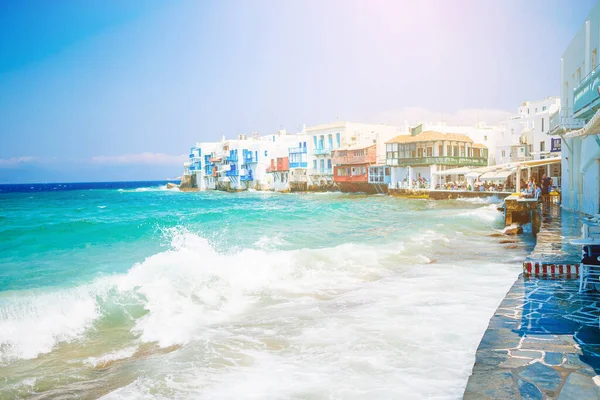 Klein Venetië in eiland Mykonos Griekenland Cycladen — Stockfoto