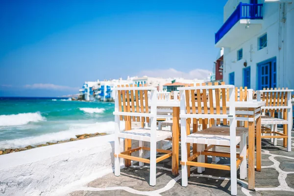 Adembenemend uitzicht op klein Venetië de meest populaire attractie in Griekenland Mykonos eiland — Stockfoto