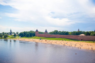 Veliky Novgorod, Rusya. Novgorod Kremlin Volkhov Nehri 'nde