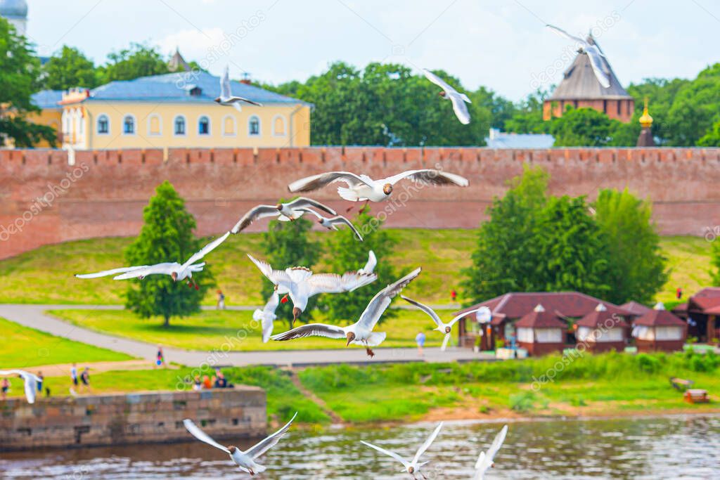 Veliky Novgorod, Russia. Novgorod Kremlin at Volkhov River