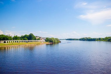 Veliky Novgorod, Rusya. Novgorod Kremlin Volkhov Nehri 'nde