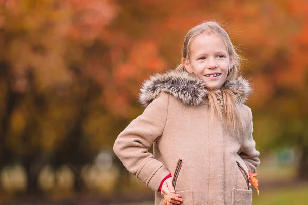 美丽的秋日，美丽的小女孩在户外的画像 — 图库照片