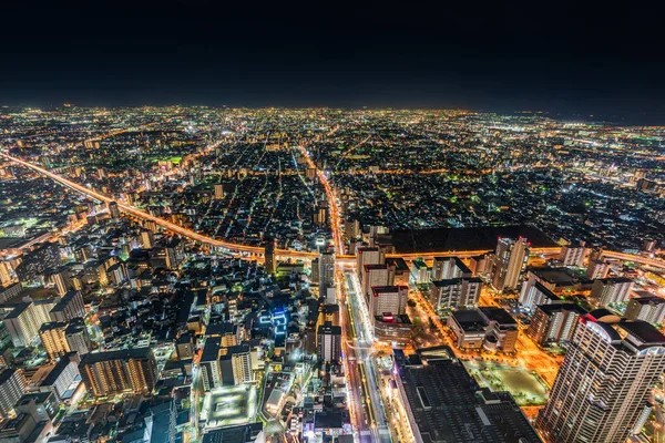 Night View Osaka City Downtown Skyline — стокове фото
