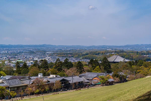 Vista Encosta Wakakusa Coberta Por Grama Verde Nara Japão — Fotografia de Stock