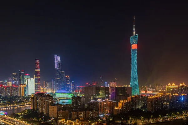 Місто Гуанчжоу Провінція Гуандун Китай Жовтня 2019 Нічний Вид Вежі — стокове фото