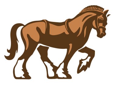 Shire atı / taslak at / ağır at, vektör logo illüstrasyon, tamamen ayarlanabilir ve ölçeklenebilir.