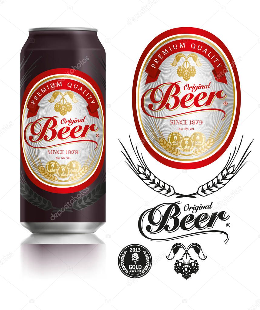 Etiqueta de cerveza vector visual en las bebidas negras lata 500ml 2023
