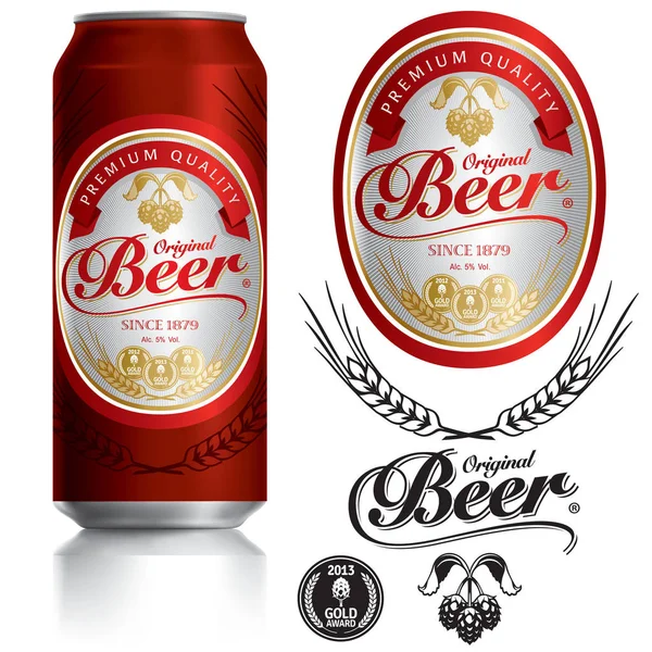 Etiqueta de cerveja vetor visual em bebidas pretas pode 500ml — Vetor de Stock