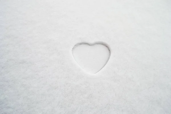 Feche Coração Neve Conceito Dia São Valentim — Fotografia de Stock