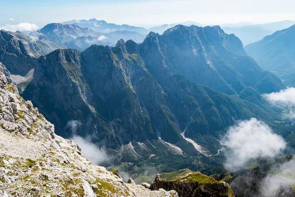 Paisagem Panorâmica Parque Nacional Triglav Com Vistas Panorâmicas Sobre Picos — Fotografia de Stock