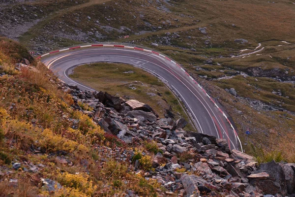 Coiffure Tourner Sur Route Transfagarasan Roumanie Crépuscule — Photo