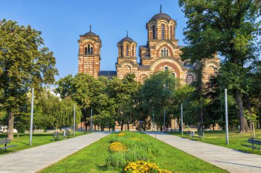 Belgrad 'daki Tasmajdan parkında St. Mark Kilisesi.