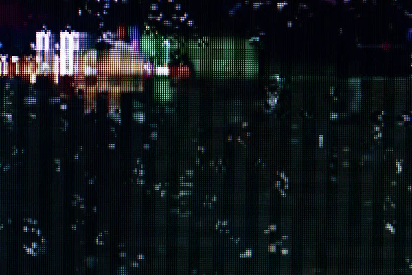 Photography of damaged television signal, digital pixel noise glitch