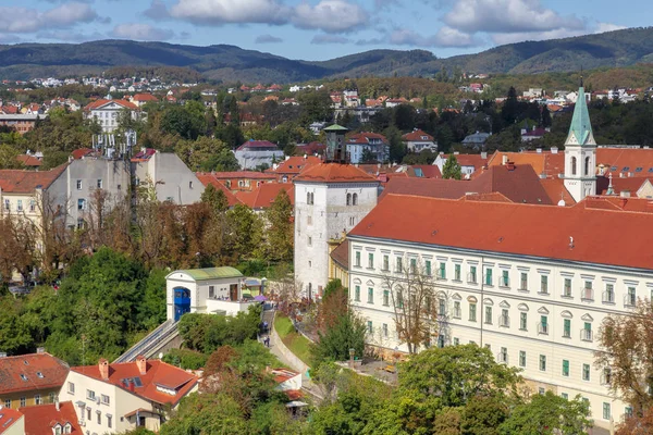 Zagreb Övre Stad Utsikt Över Gradec Gric Hill Med Berömda — Stockfoto