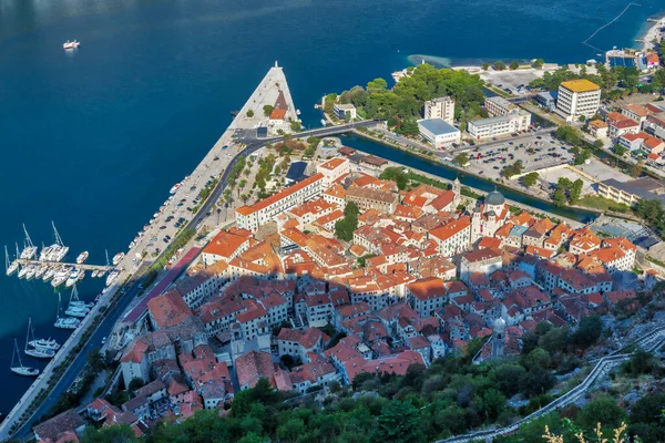 Stare Historyczne Miasto Kotor Czarnogóra Widok Powietrza Ulice Dachy — Zdjęcie stockowe