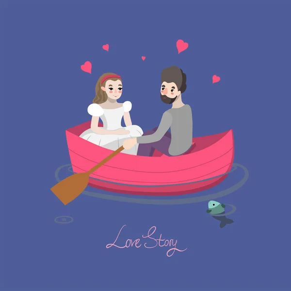 Couple Boat Vector Image — Stock Vector