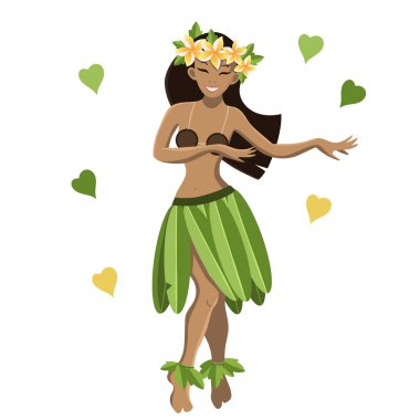 Hawaiian kız poz izole öğe vektör görüntü
