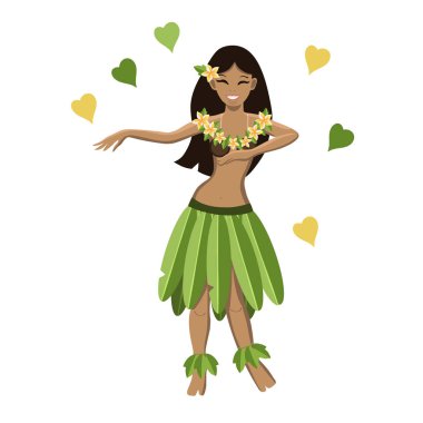 Hawaiian kız poz izole öğe vektör görüntü