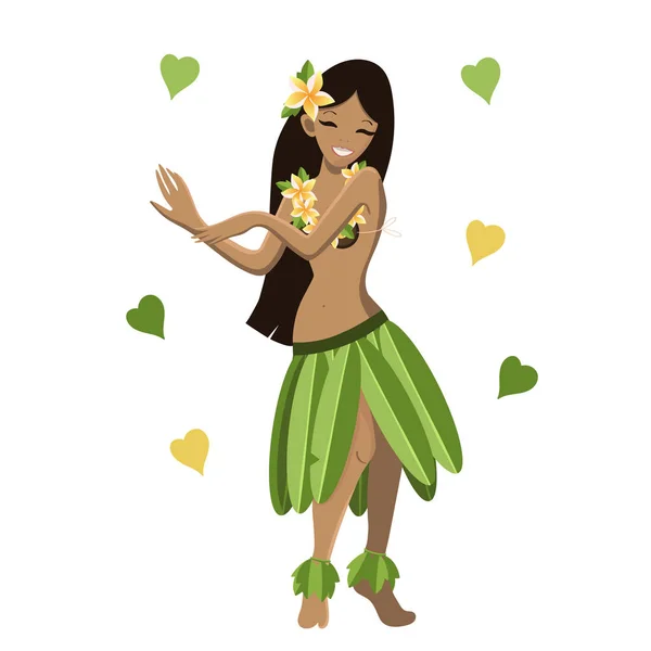 Hawaiian dziewczyna w stanowią element na białym tle wektorowa — Wektor stockowy