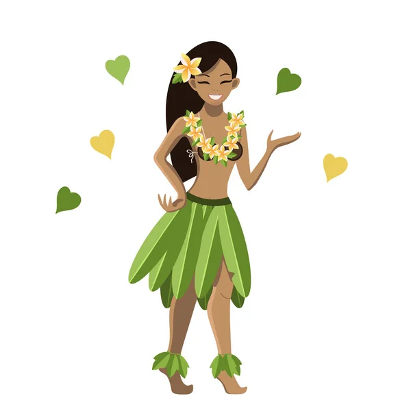 Hawaïenne fille en pose isolé élément vecteur image — Image vectorielle