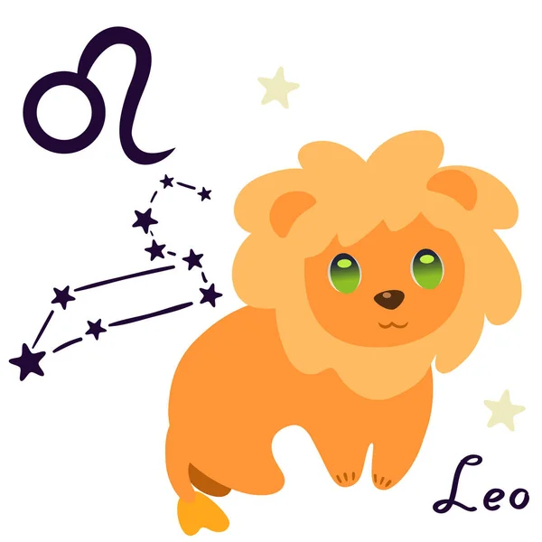 Leo znamení zvěrokruhu v karikatuře stylu izolovat na bílém pozadí vektor — Stockový vektor