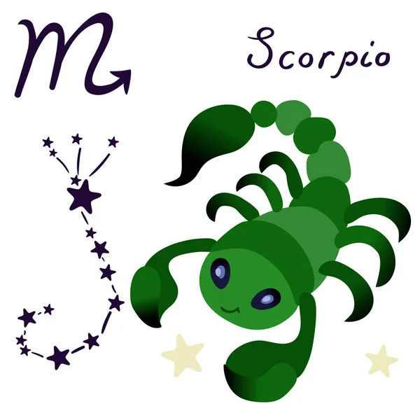 Scorpion signe du zodiaque en style dessin animé isoler sur fond blanc vecteur — Image vectorielle