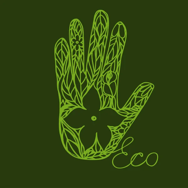 Логотип руки, що складається з листя і квітів вектор екологічної привабливості — стоковий вектор