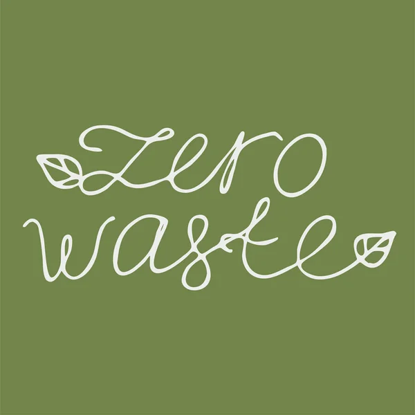 Inscriptie nul afvalvrije, wit op een groene achtergrond logo vector image — Stockvector