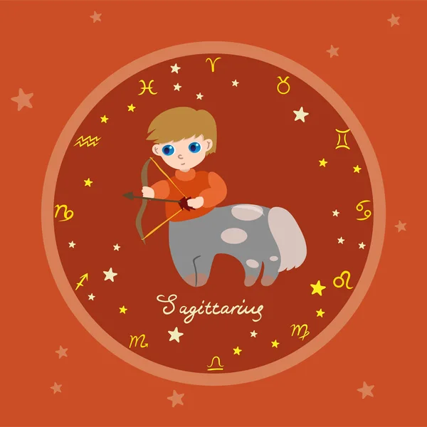 Cercle zodiaque coloré avec des personnages de dessin animé image vectorielle — Image vectorielle