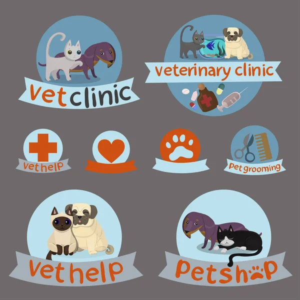 Clinique vétérinaire, animalerie et toilettage Icônes simples de médecine vétérinaire, animalerie et jeu d'icônes de toilettage. Conception d'icône vectorielle — Image vectorielle
