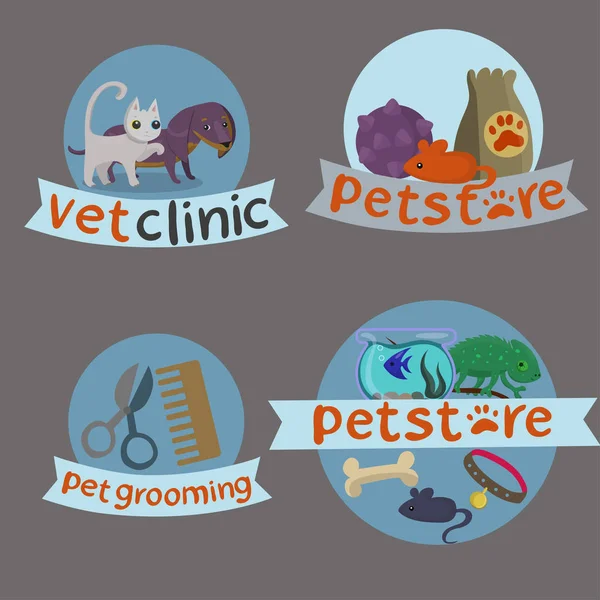 Bel set di icone veterinarie. Icone disegnate a mano di animali domestici — Vettoriale Stock